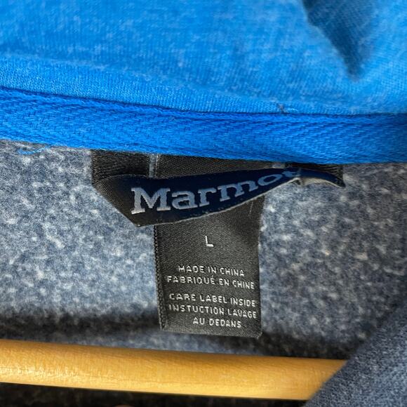 Marmot Men's Logo Hoodie Sweatshirt Long Sleeve Pullover Navy Blue B96540 Size L - Picture 3 of 6